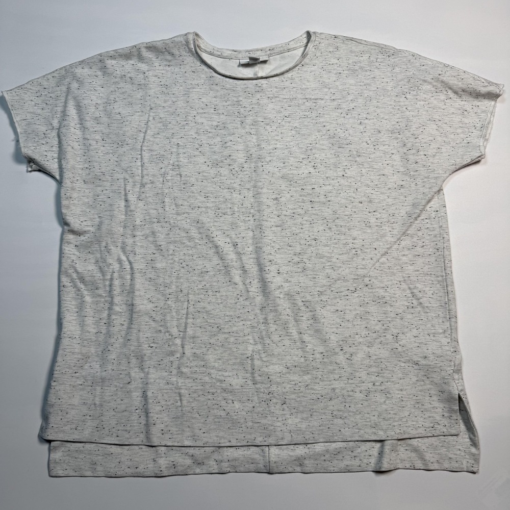 J Jill Shirt Womens XS Gray Speckled Ponte Short Sleeve Tunic Top Relaxed Fit